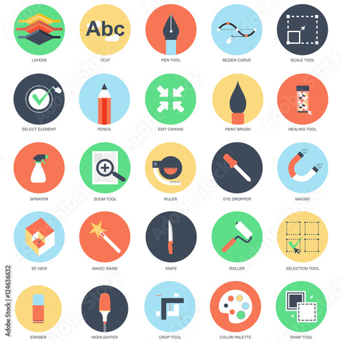 Flat conceptual icons design tools
