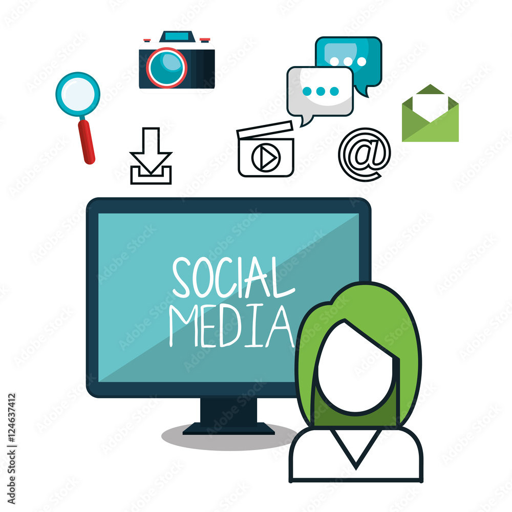 social media concept flat icons vector illustration design social media concept flat icons vector illustration design
