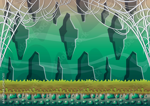 cartoon vector cave with separated layers for game and animation game design asset
