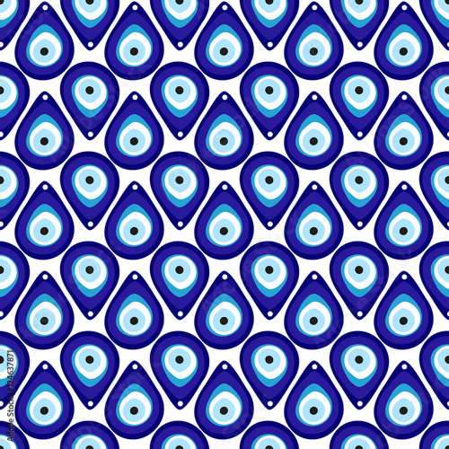 Evil eye seamless pattern. Turkish eye bead background
