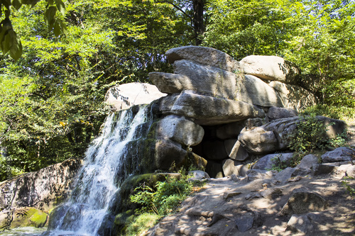 Beautiful stone falls in the sofiyevsky park of Ukraine.