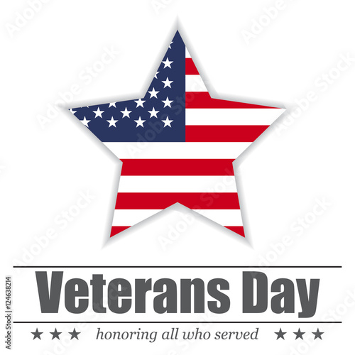 Star with USA flag inside for Veterans Day. Vector illustration