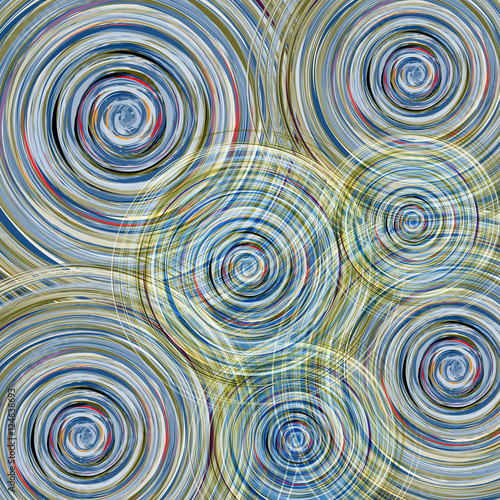 Abstract background with vortex circles of blue and green shades
