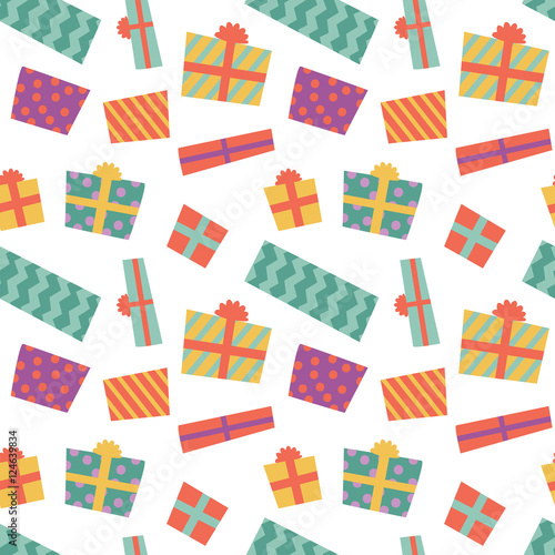 Vector seamless pattern with christmas presents.