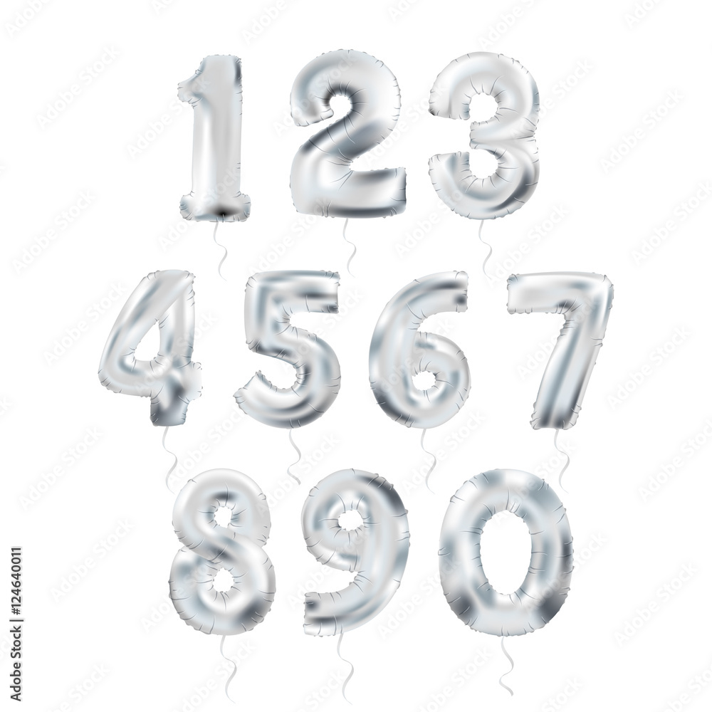 Metallic Silver Letter Balloons 123 Metallic Silver Letter Balloons 123
