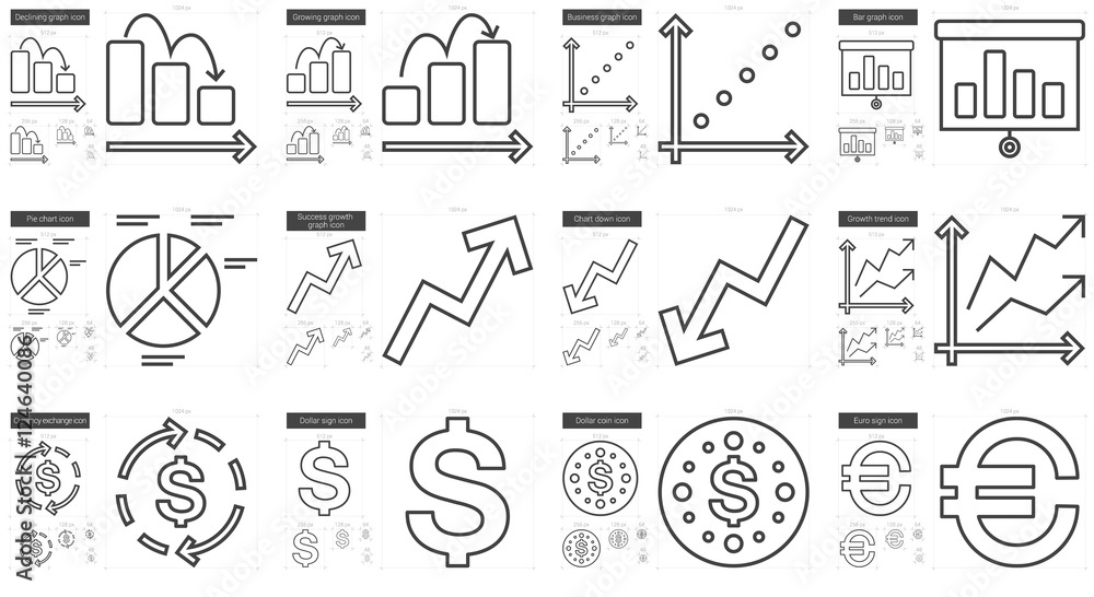 Business line icon set. Business line icon set.