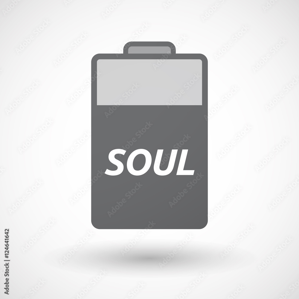 Isolated battery icon with the text SOUL Isolated battery icon with the text SOUL