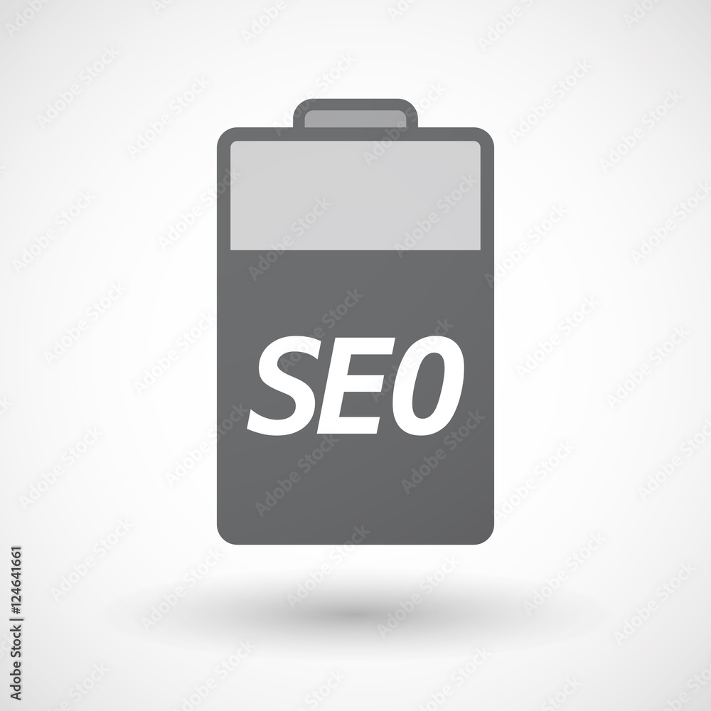Isolated battery icon with the text SEO Isolated battery icon with the text SEO