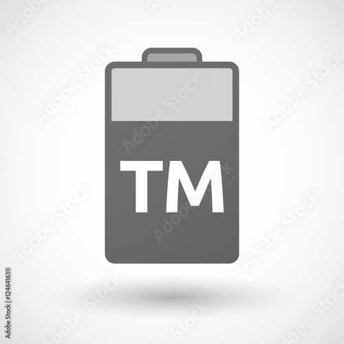 Isolated  battery icon with    the text TM