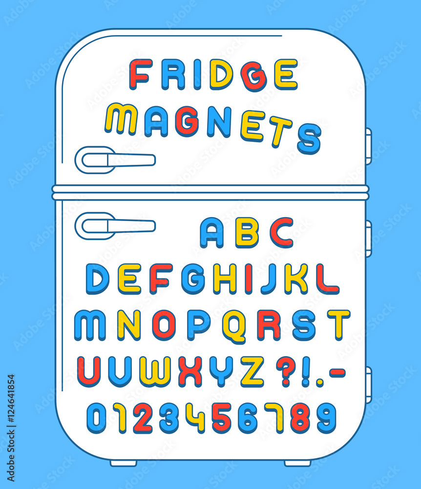 Refrigerator magnets alphabet on doors Stock Vector | Adobe Stock