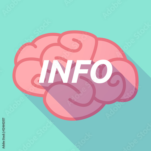 Long shadow pink brain icon with    the text INFO