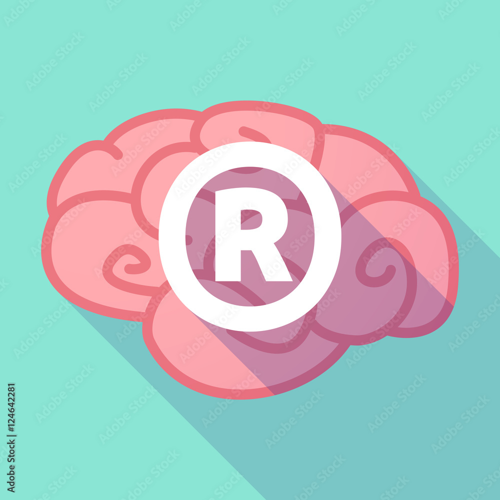Long shadow pink brain icon with the registered trademark sym Long shadow pink brain icon with the registered trademark sym