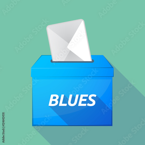 Long shadow ballot box with the text BLUES