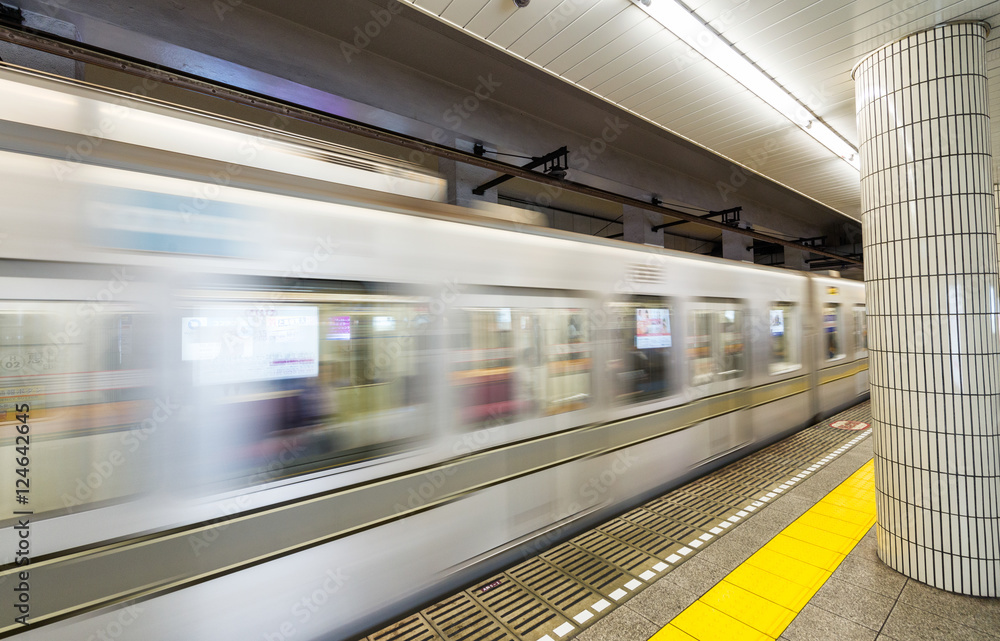 Tokyo subway. Fast moving train Tokyo subway. Fast moving train