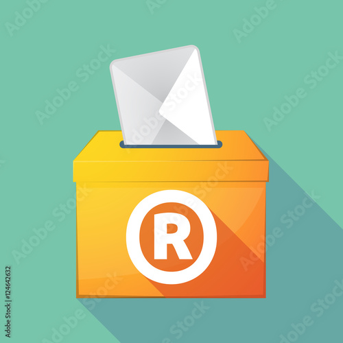 Long shadow ballot box with    the registered trademark symbol