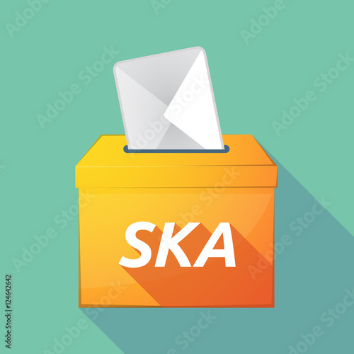 Long shadow ballot box with the text SKA