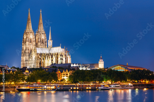 Night View Of Cologne Cathedral, Germany. Europe © Grigory Bruev