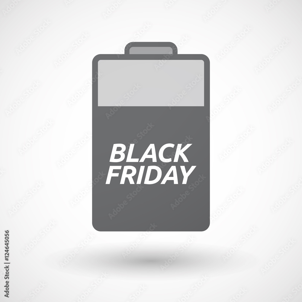 Isolated  battery icon with    the text BLACK FRIDAY