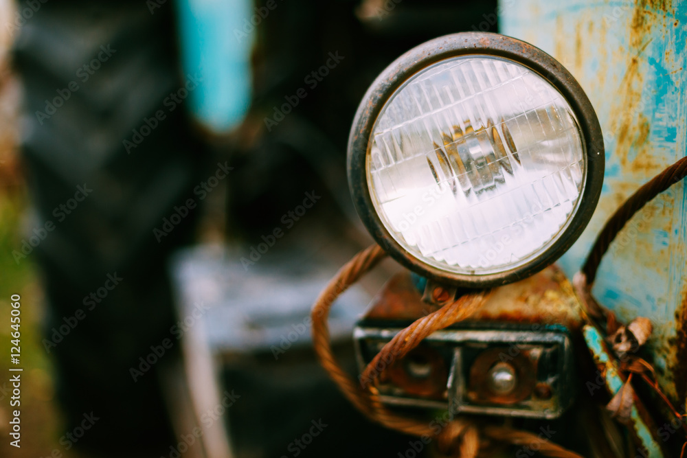 Fototapeta premium Close up of old vintage retro cars headlight