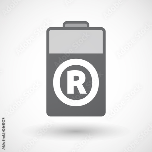 Isolated  battery icon with    the registered trademark symbol