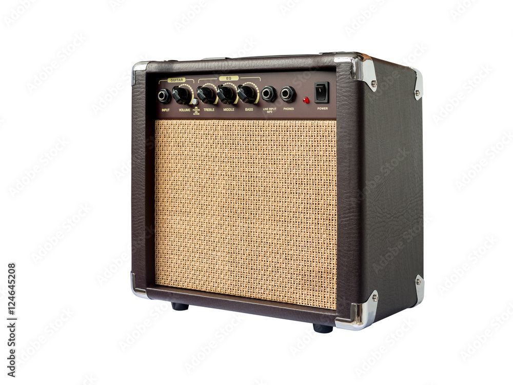 Fototapeta premium Small acoustic guitar amplifier isolated on white background
