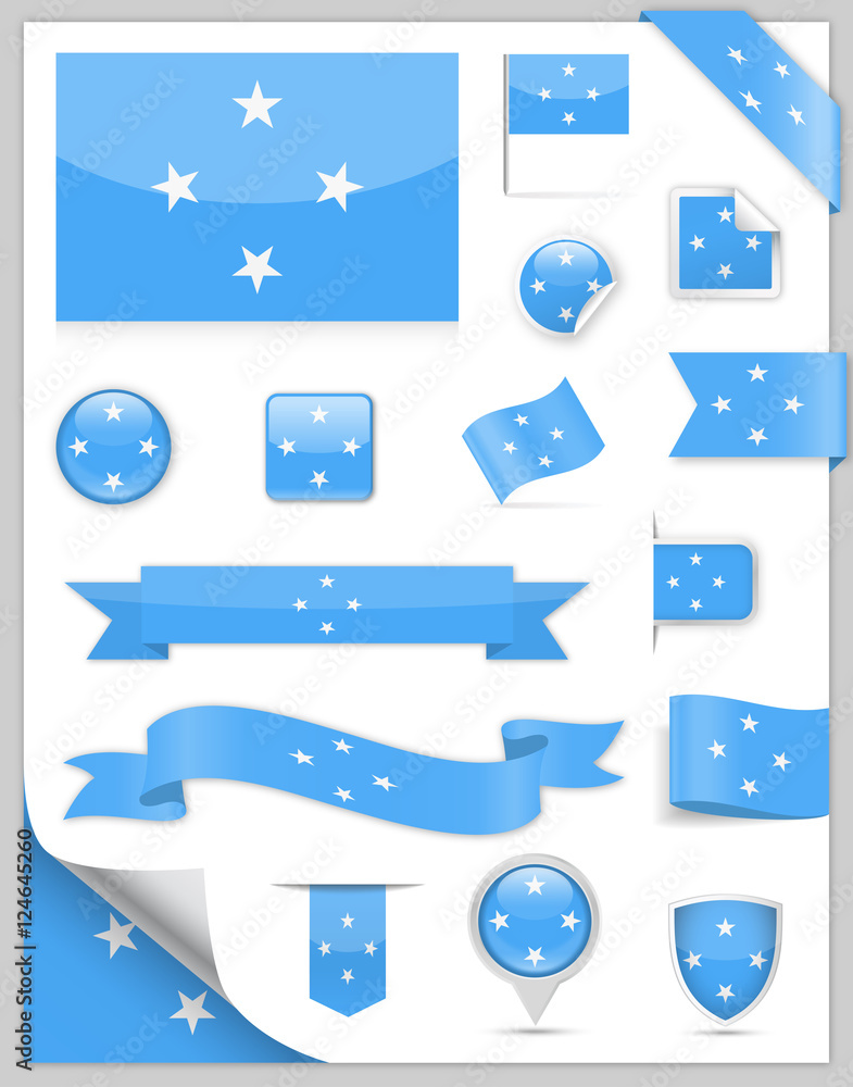 Obraz premium Micronesia Flag Set - Vector Collection