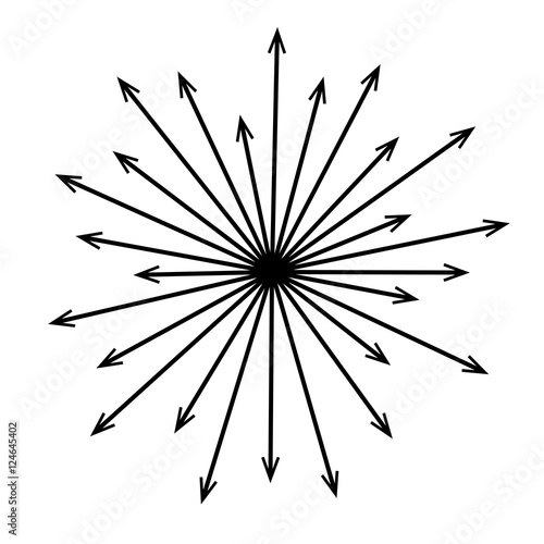 Black radial concentric arrows