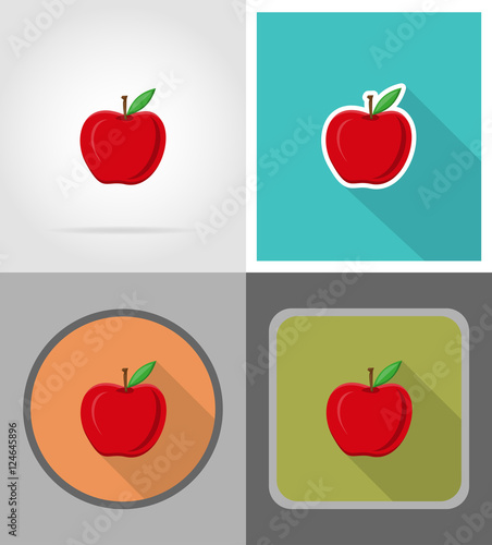 apple fruits flat icons vector illustration