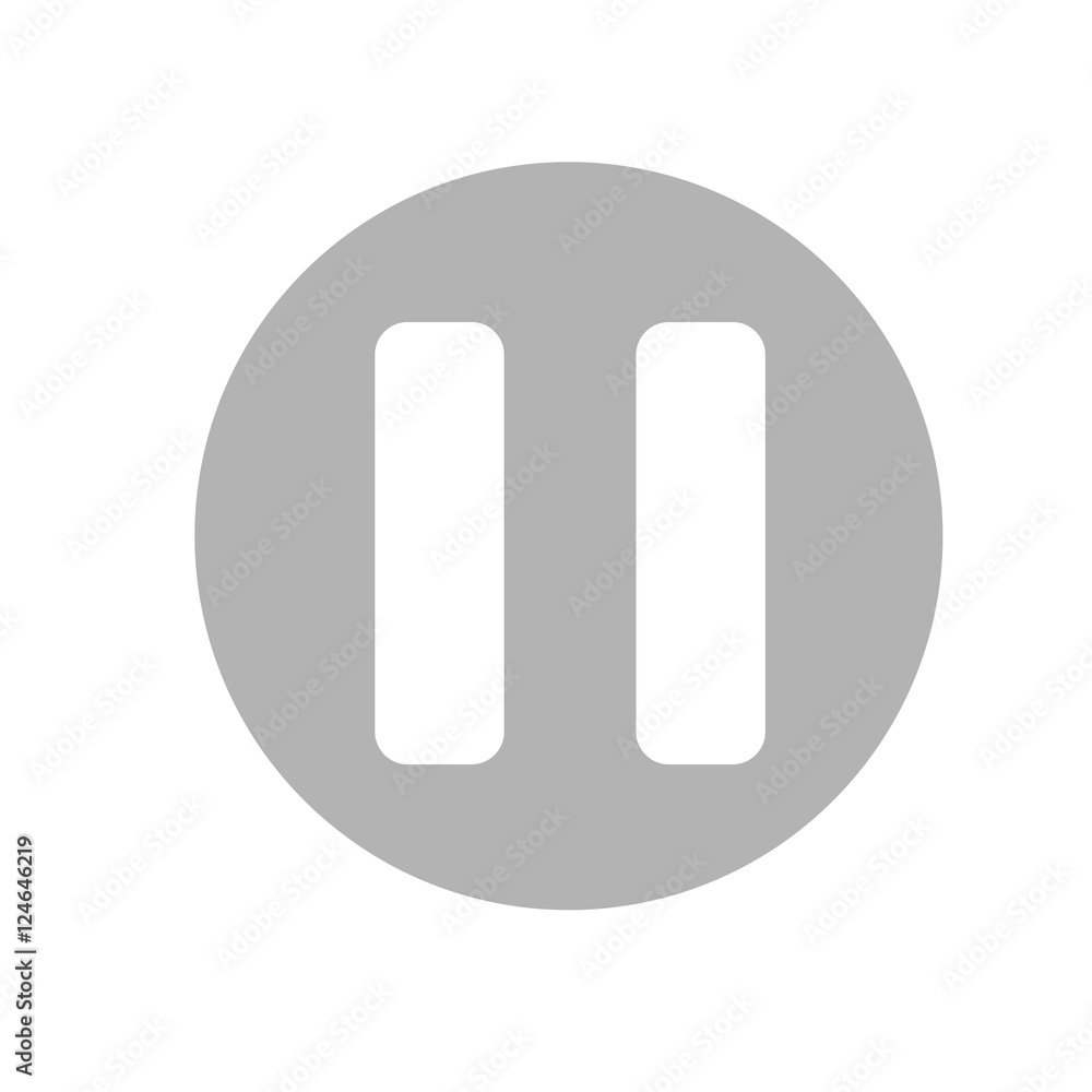 Pause icon illustration. White and gray icon. Vector illustration Pause icon illustration. White and gray icon. Vector illustration