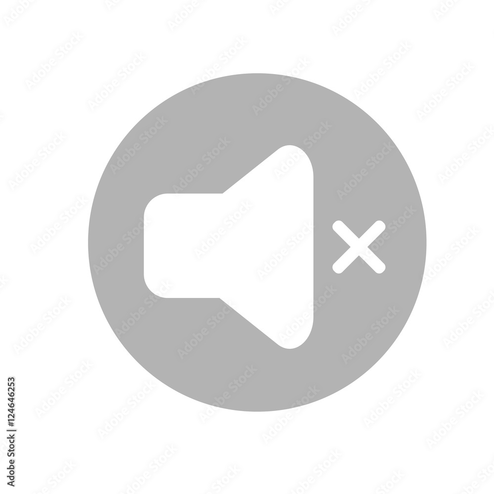 Volume off media player icon illustration. No sound vector icon. Gray and white icon. Vector illustration Volume off media player icon illustration. No sound vector icon. Gray and white icon. Vector illustration