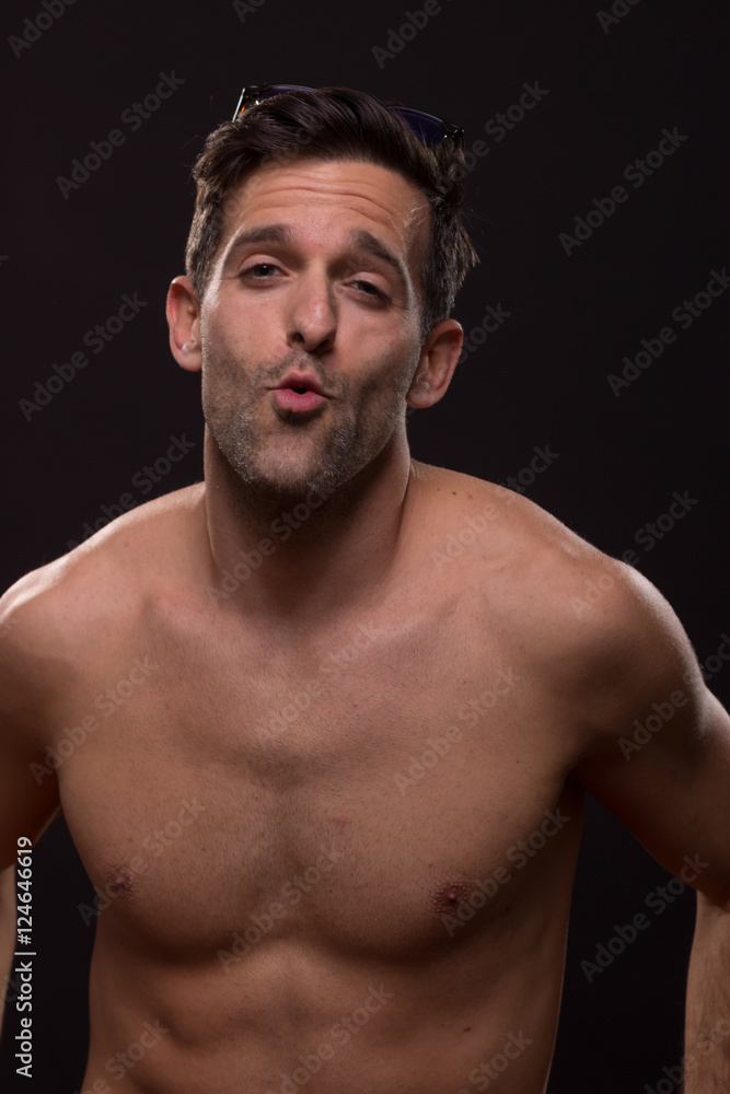 Fototapeta premium silly cute young man posing face expression