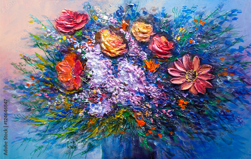 Obraz Oil painting flowers
