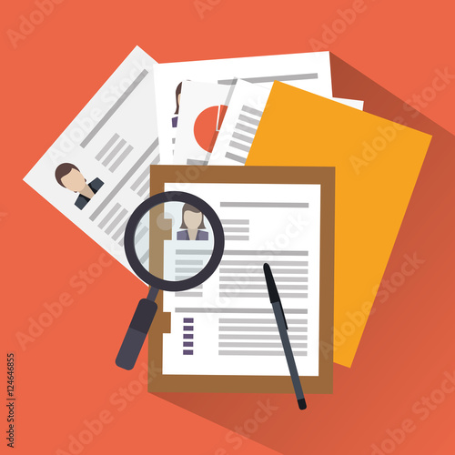Document and lupe icon. Human resources search employee and business theme. Colorful design. Vector illustration