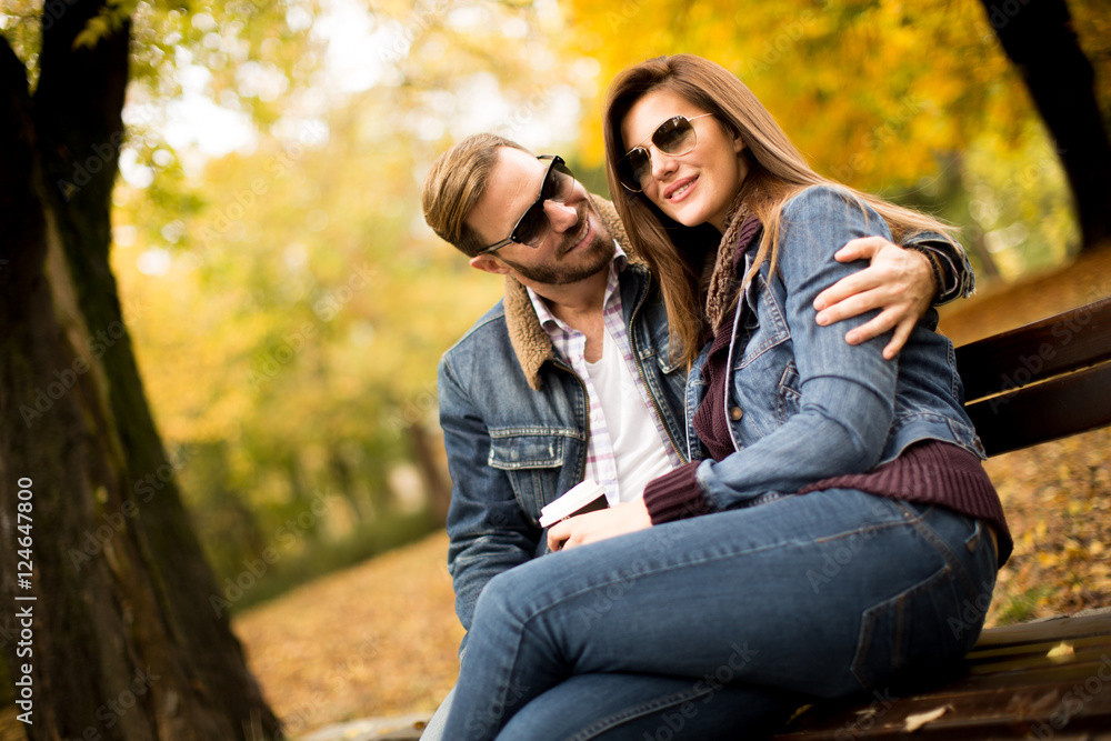Young couple in the autumn park Young couple in the autumn park