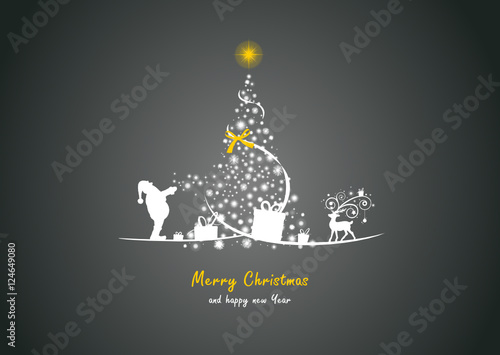 Weihnachtsbaum mit Weihnachtsmann und Elch