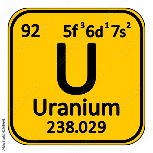 Periodic table element uranium icon.