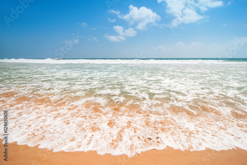 Wallpaper Mural beautiful landscape with ocean beach in waves and blue cloudy sk Torontodigital.ca