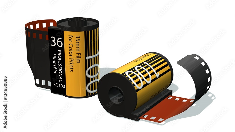 35mm camera photo film container isolated on white
