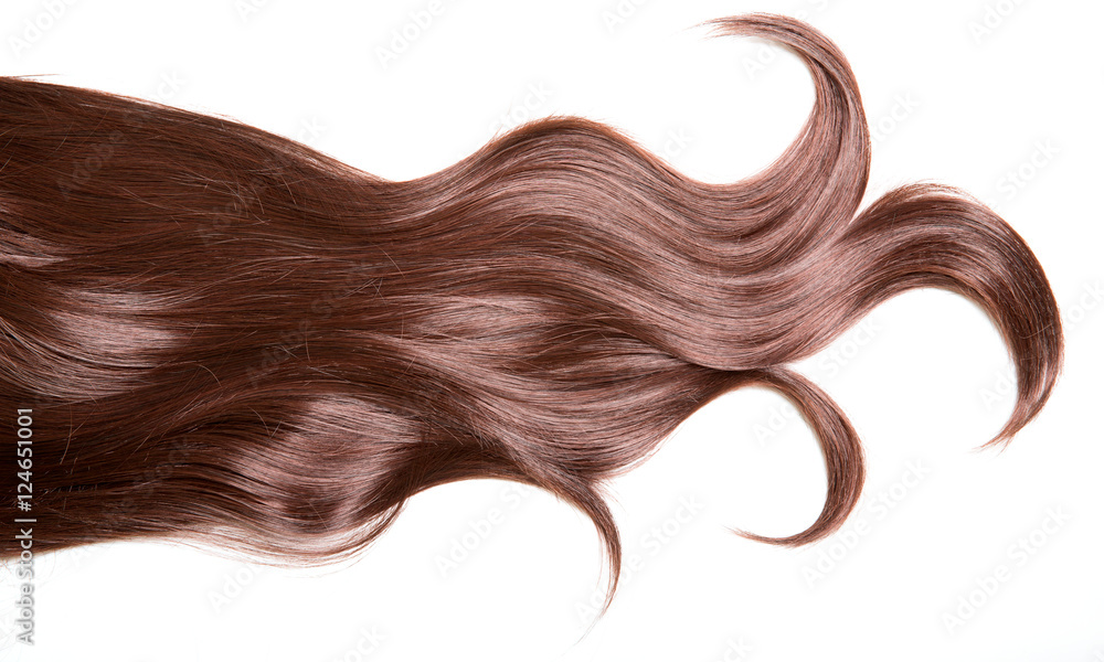 Luxury beautiful hair. A lock of curly voluminous healthy shiny