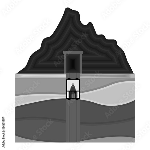 Mine shaft icon in monochrome style isolated on white background. Mine symbol stock vector illustration.