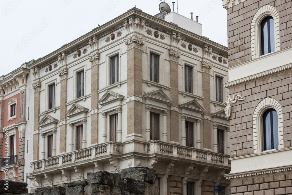 Facade of an ancient building in the center of Lecce