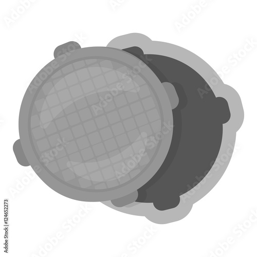 Manhole icon in monochrome style isolated on white background. Plumbing symbol stock vector illustration.