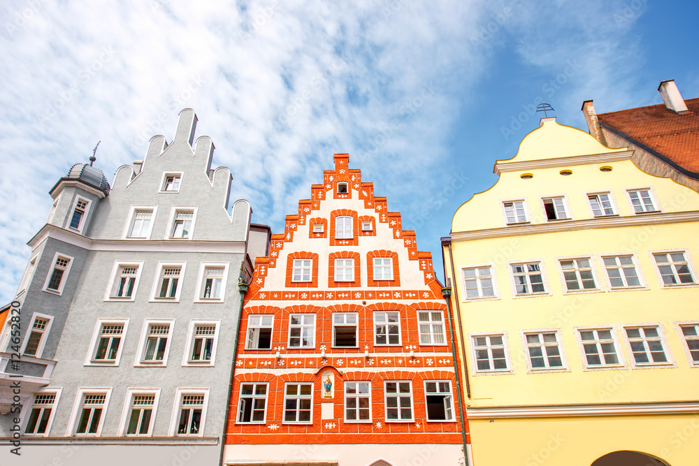 Fototapeta premium Colorful bavarian houses in the old town of Landshut city, Germany