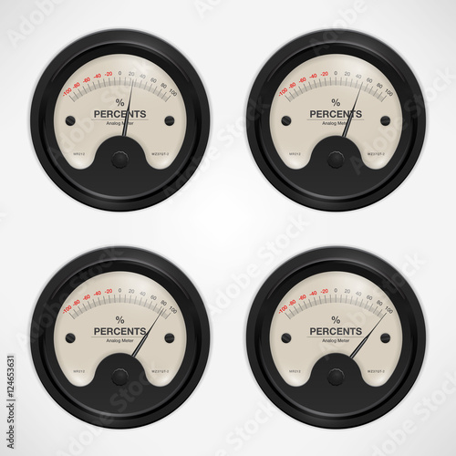 Vintage vector meter 25, 50, 75, 100 percent - eps10 - organized layers