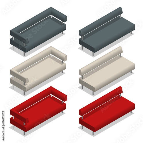 Isometric Living room furniture isometric set with sofas