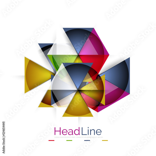 Colorful triangles on white background