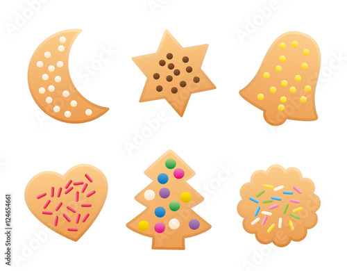 Christmas cookies variation - Isolated vector illustration on white background.