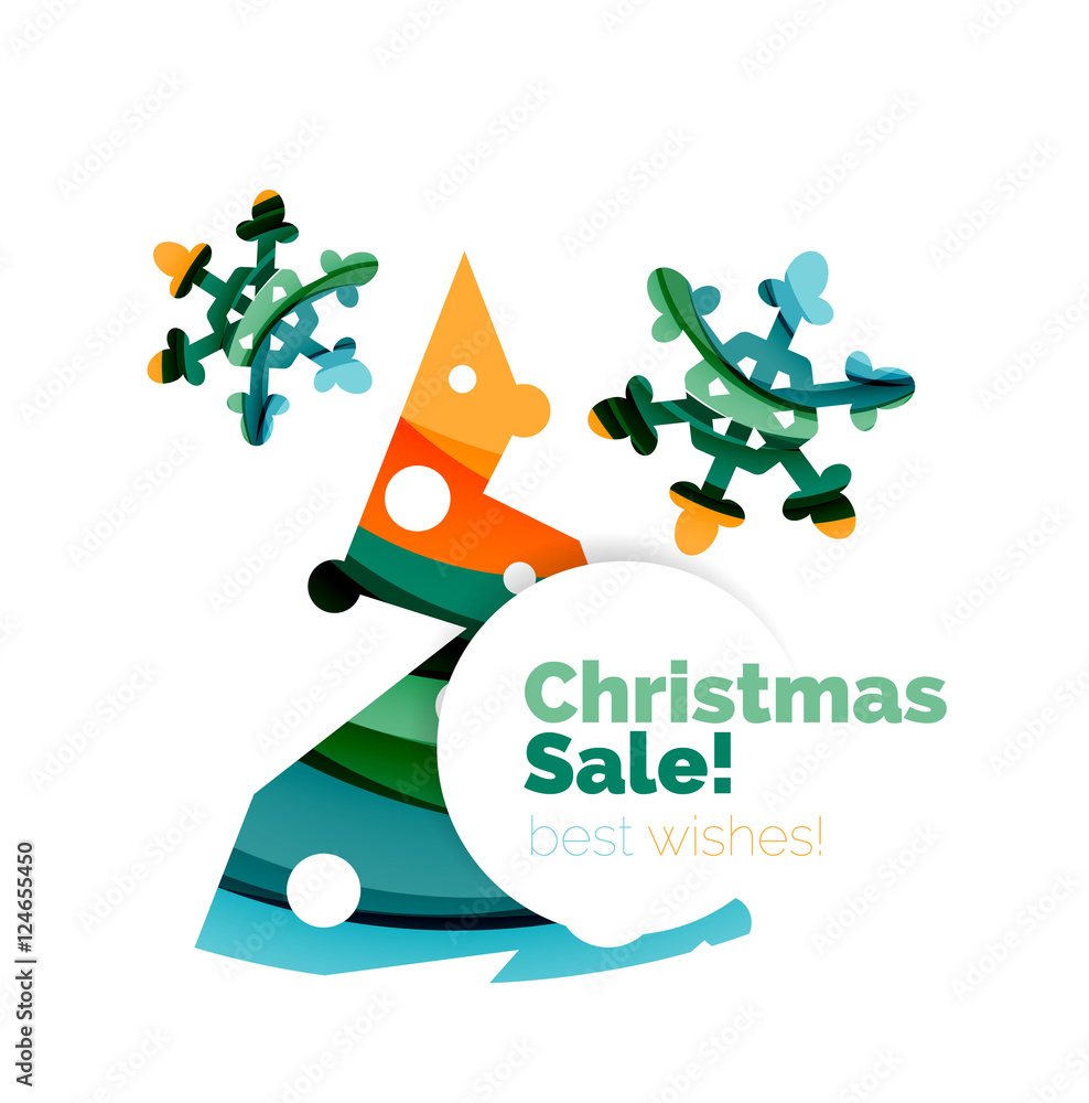 Christmas and New Year geometric paper design banner Christmas and New Year geometric paper design banner