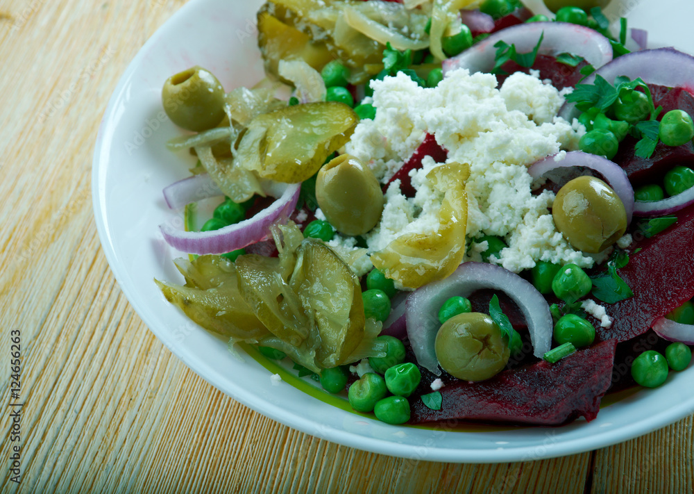 Beetroot, green pea,feta salad Beetroot, green pea,feta salad