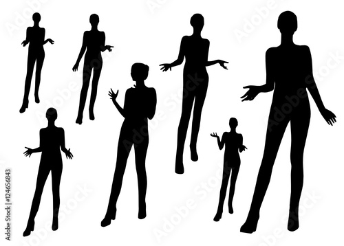 Gesturing woman silhouettes